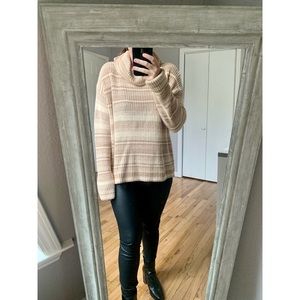 Nudie Patootie Boutique Nude Turtle Neck Striped Sweater, sweaters, turtle neck